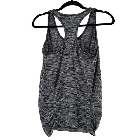 Athleta Ruched Racerback Tank Top Size L Gray Space Dye Yoga Seamless Quick Dry - Picture 7 of 7